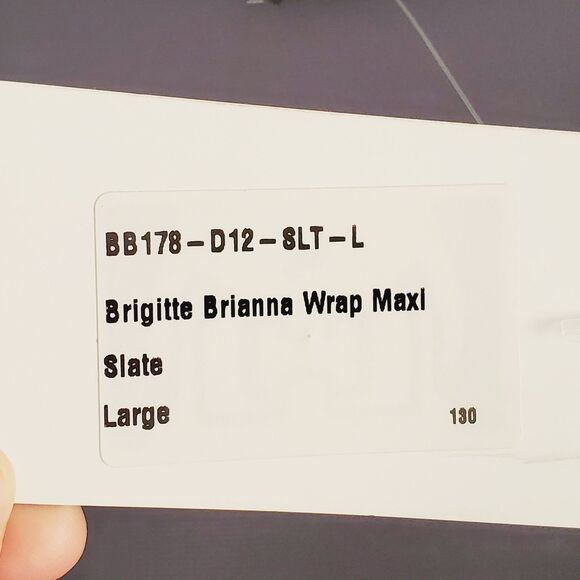 Brigitte Brianna Grey Wrap Maxi Dress Modest Spandex Comfy Long Boho Dress SZ L - Picture 11 of 12